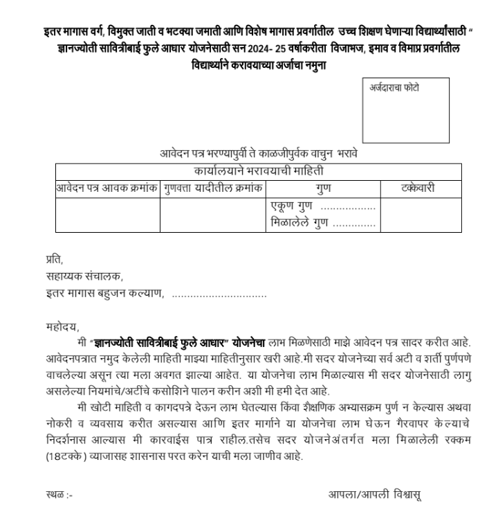 Dnyanjyoti Savitribai Phule Aadhar Yojana 2024 Application 