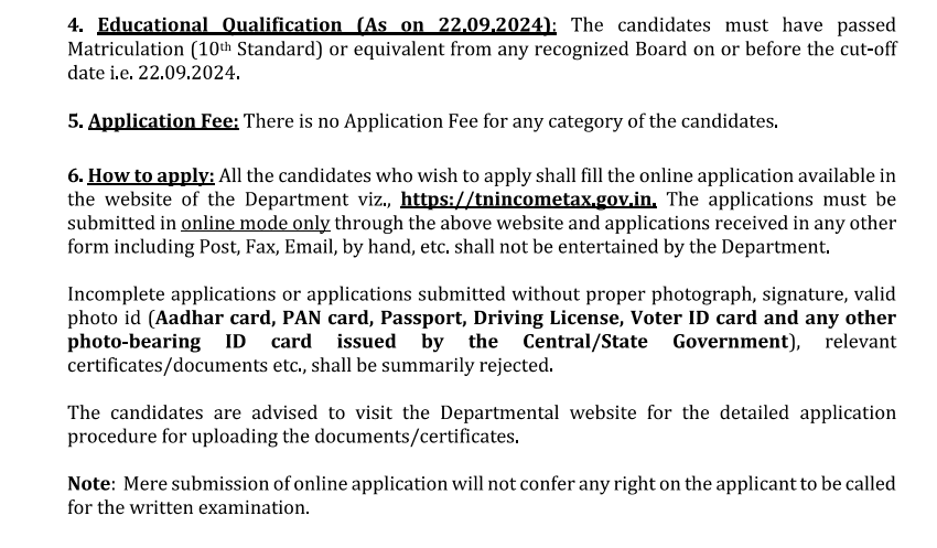 Income Tax 10th Pass Bharti 2024