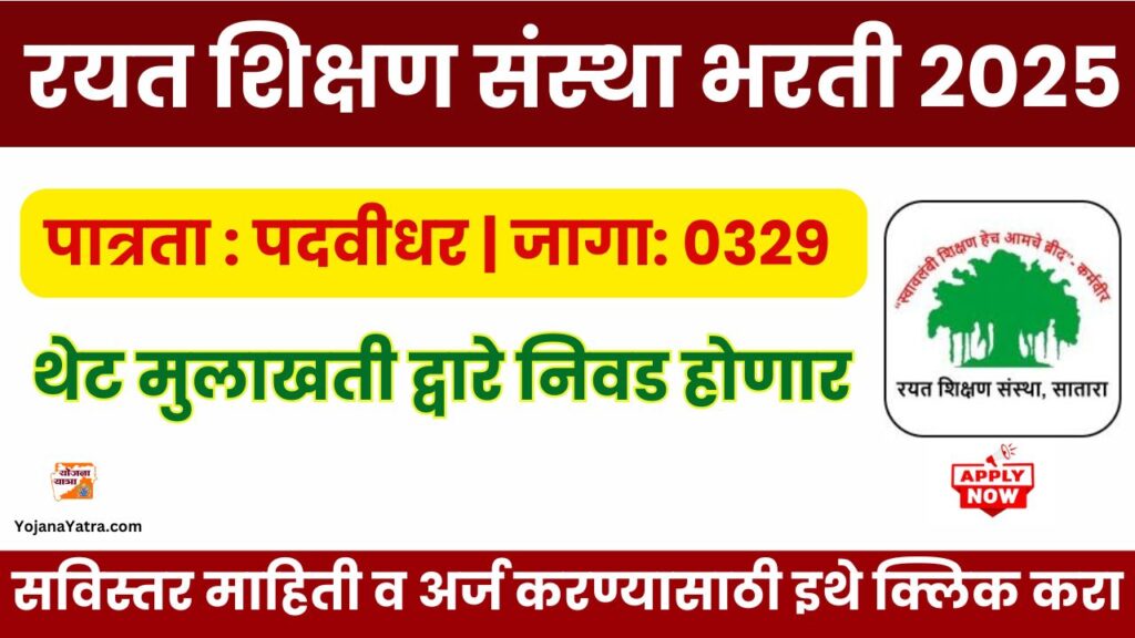 Rayat Shikshan Satara Bharti 2025